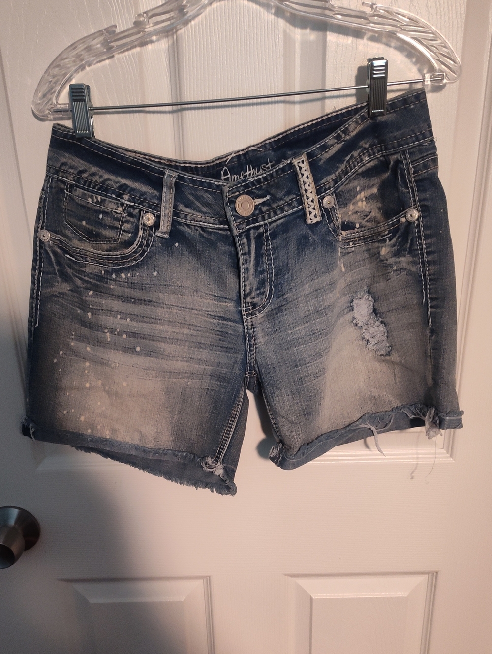 Amethyst Jeans Light Blue Distressed Denim Cutoff Shorts